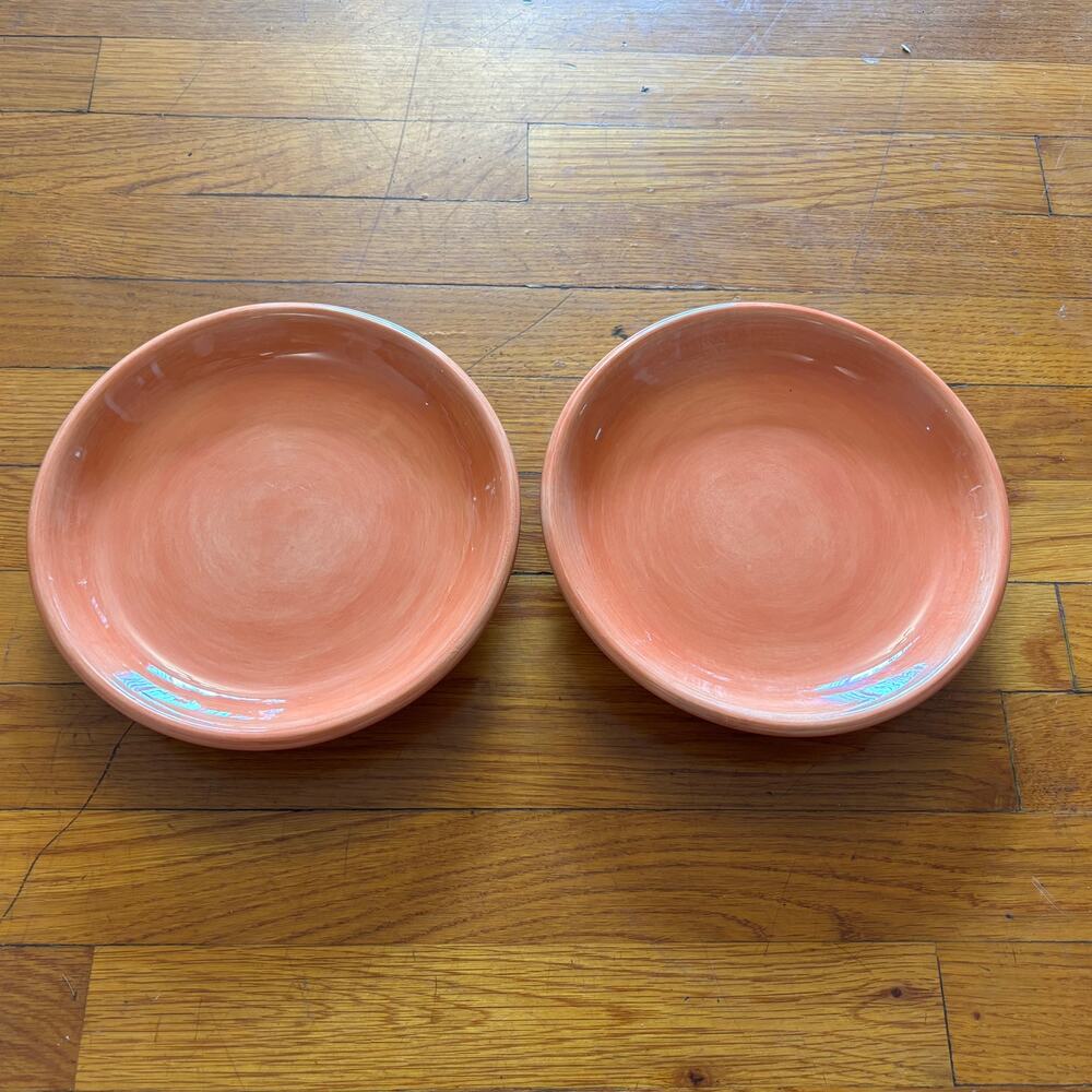 Pottery Barn Colorful Serve 9" Solid Orange Glazed Plate Set of 2